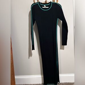 Anthropologie Black Dress with Teal Accents